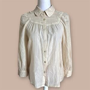 Marc by Marc Jacobs Silk Top Metallic Striped button down shirt women’s 6